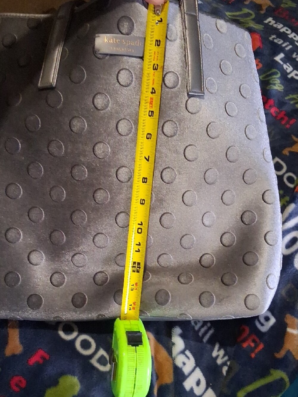 LOW START NO CALL kate spade metallic charcoal polka dot totE GREAT. Condition! - Picture 10 of 11